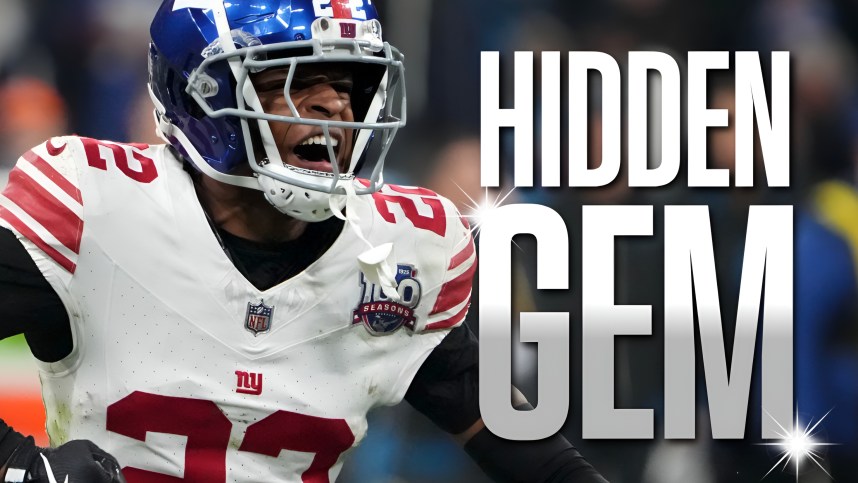 Nov 10, 2024; Munich, Germany; New York Giants cornerback Dru Phillips (22) reacts against the Carolina Panthers in the second half during the 2024 NFL Munich Game at Allianz Arena. Mandatory Credit: Kirby Lee-Imagn Images