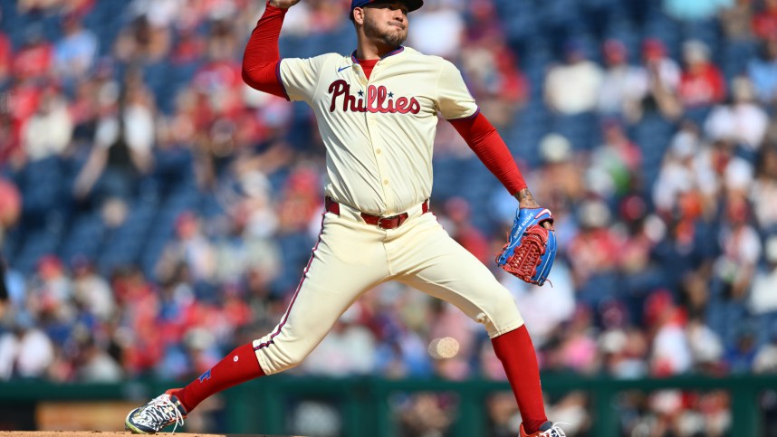 Aug 28, 2024; Philadelphia, Pennsylvania, USA; Philadelphia Phillies starting pitcher Taijuan Walker (99) throws a pitch against the Houston Astros in the first inning at Citizens Bank Park. Mandatory Credit: Kyle Ross-Imagn Images