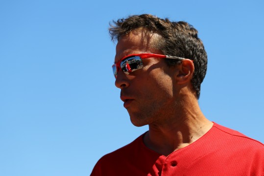 Mar 23, 2018; Bradenton, FL, USA; Philadelphia Phillies Sam Fuld (5) against the Pittsburgh Pirates at LECOM Park. Mandatory Credit: Aaron Doster-Imagn Images