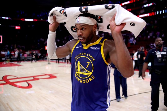 Nov 2, 2024; Houston, Texas, USA; Golden State Warriors guard Buddy Hield (7) leaves the court following the game against the Houston Rockets at Toyota Center. Mandatory Credit: Erik Williams-Imagn Images