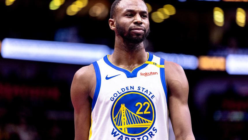 Nov 22, 2024; New Orleans, Louisiana, USA;  Golden State Warriors forward Andrew Wiggins (22) looks on against the New Orleans Pelicans during second half at Smoothie King Center. Mandatory Credit: Stephen Lew-Imagn Images