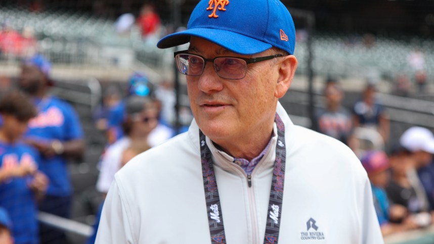 Sep 30, 2024; Atlanta, Georgia, USA; New York Mets owner Steve Cohen on the field before a game against the Atlanta Braves at Truist Park. Mandatory Credit: Brett Davis-Imagn Images