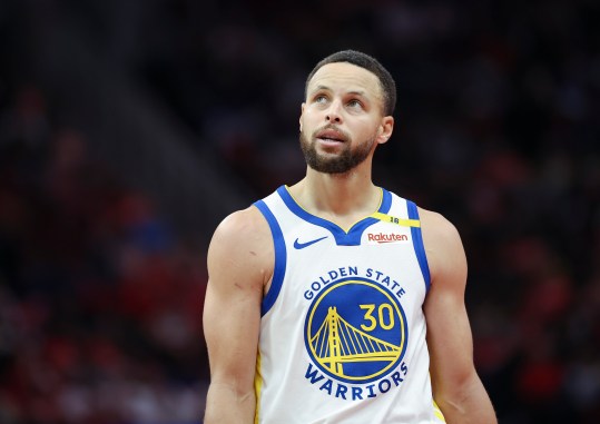 Dec 11, 2024; Houston, Texas, USA; Golden State Warriors guard Stephen Curry (30) looks up after a play during the fourth quarter against the Houston Rockets at Toyota Center. Mandatory Credit: Troy Taormina-Imagn Images