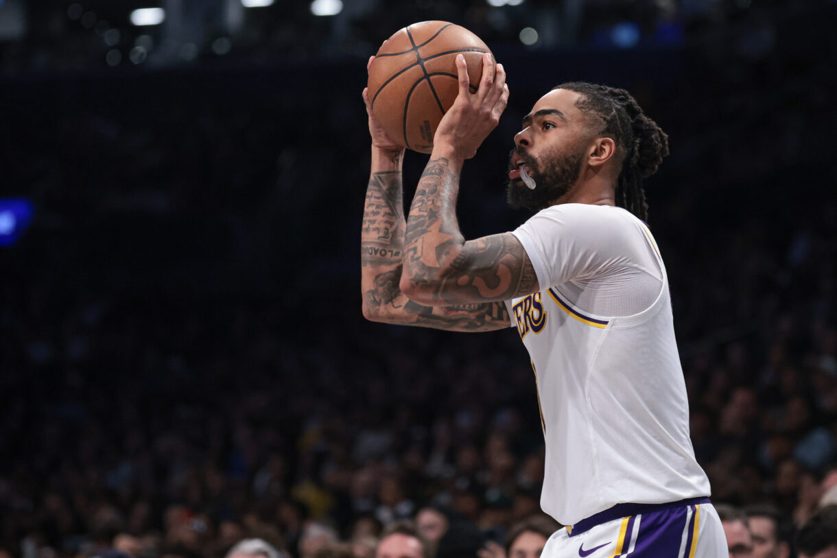 Mar 31, 2024; Brooklyn, New York, USA; Los Angeles Lakers guard D