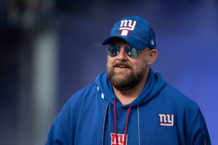 New York Giants head coach Brian Daboll walks out of the tunnel prior to the start of the a game between New York Giants and Indianapolis Colts at MetLife Stadium on Sunday, Dec. 29, 2024.