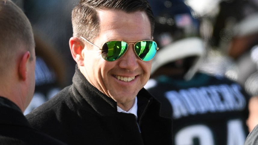 Jan 5, 2025; Philadelphia, Pennsylvania, USA; New York Giants general manager Joe Schoen before game against the Philadelphia Eagles at Lincoln Financial Field. Mandatory Credit: Eric Hartline-Imagn Images