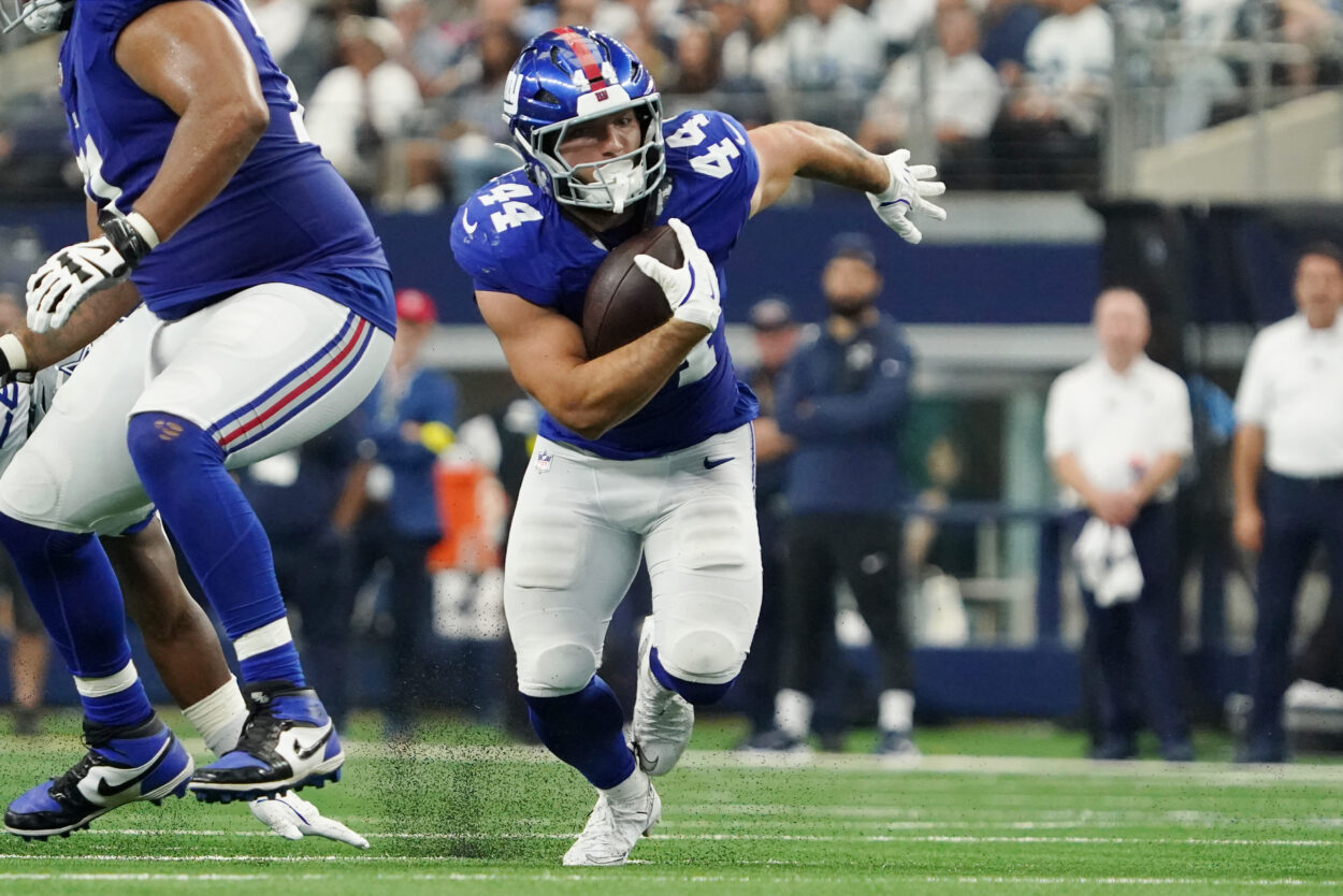 Cam Skattebo, NFL: New York Giants at Dallas Cowboys