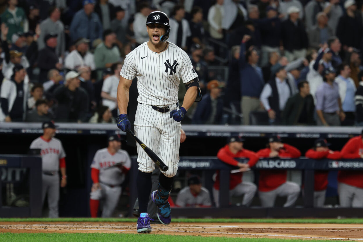 MLB: Wildcard-Boston Red Sox at New York Yankees, giancarlo stanton
