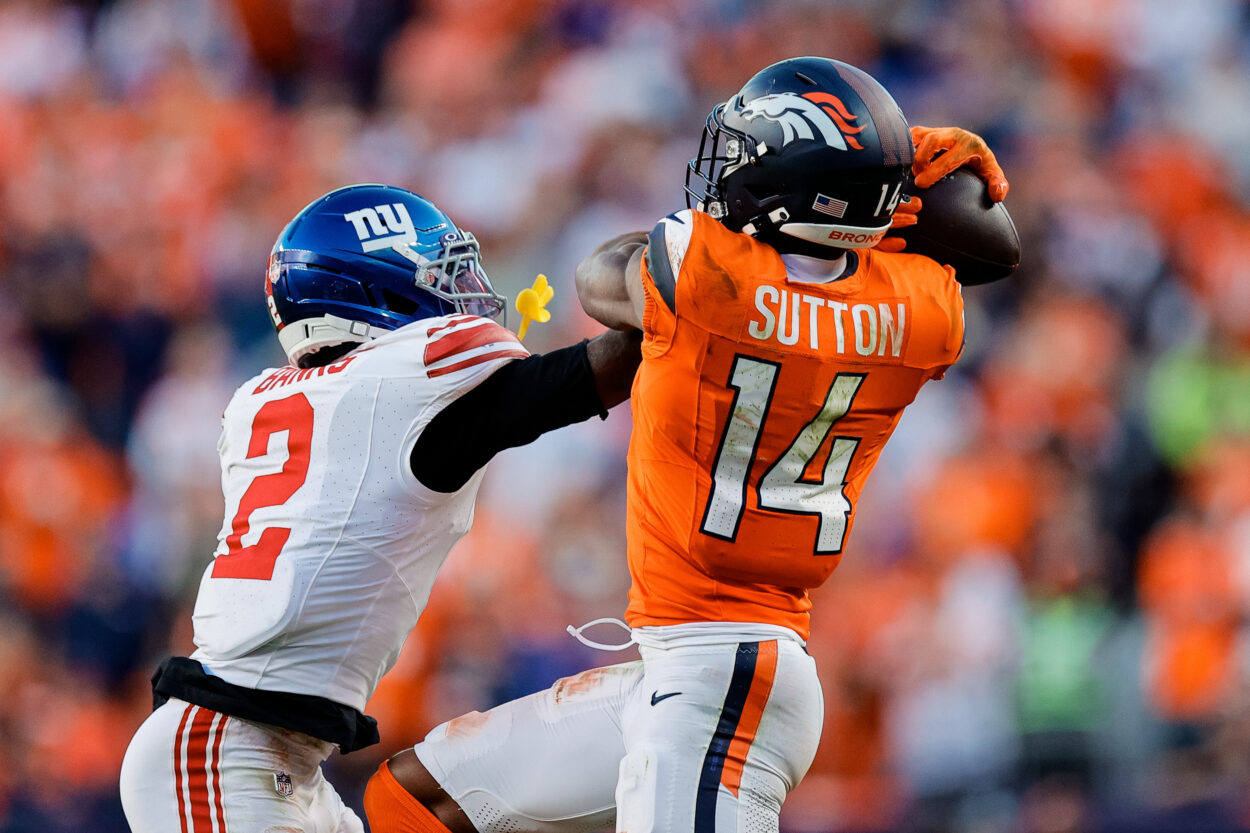 Deonte Banks, Courtland Sutton, NFL: New York Giants at Denver Broncos