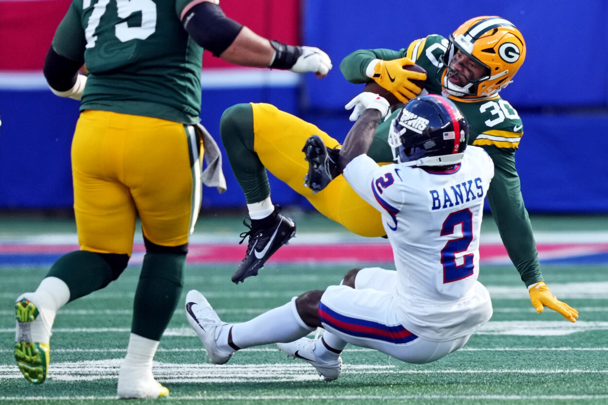 deonte banks, NFL: Green Bay Packers at New York Giants