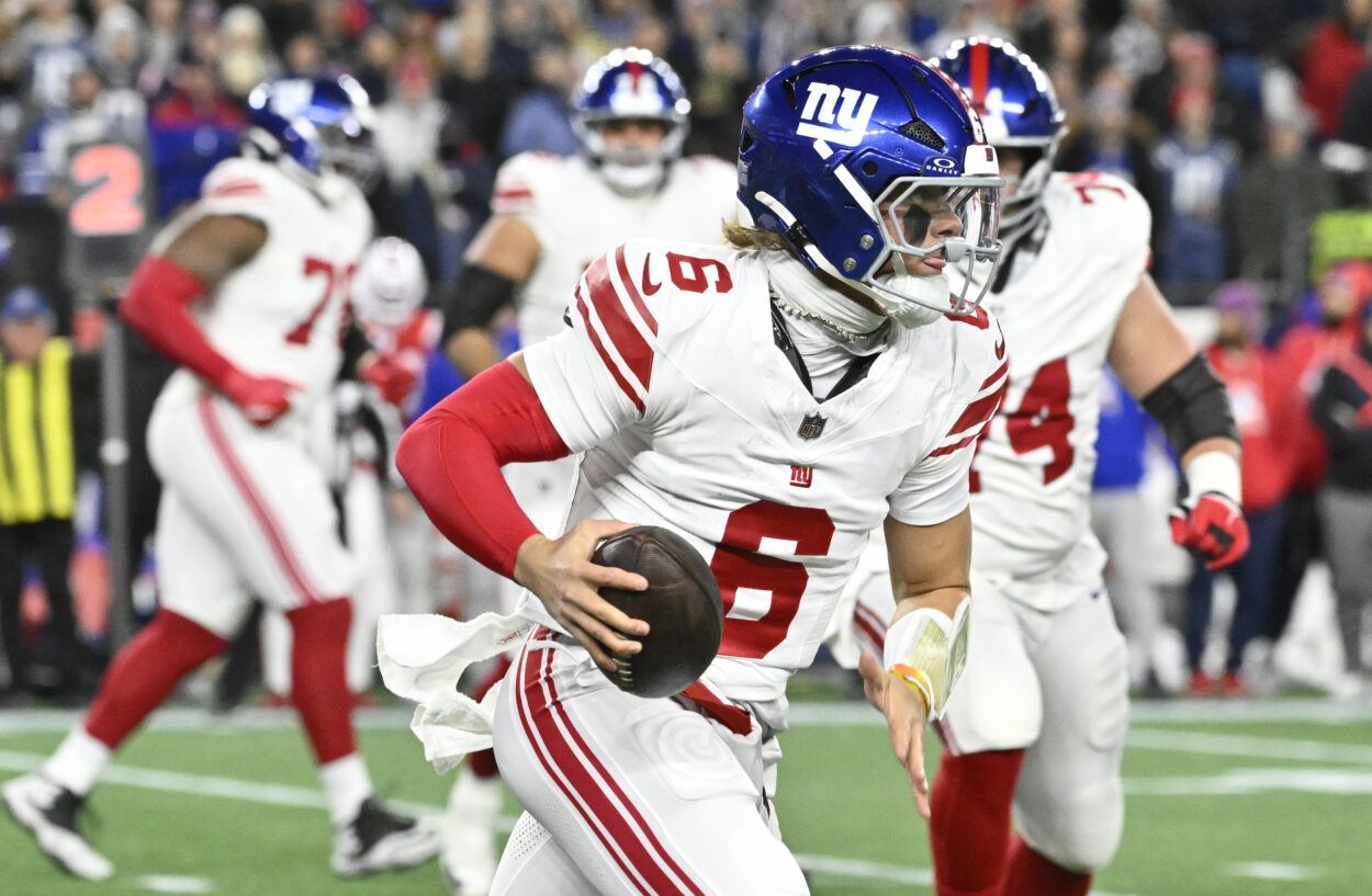 Jaxson Dart, NFL: New York Giants at New England Patriots